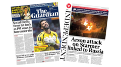 'Social media firms hit back' and 'Arson attack on Starmer linked to Russia'