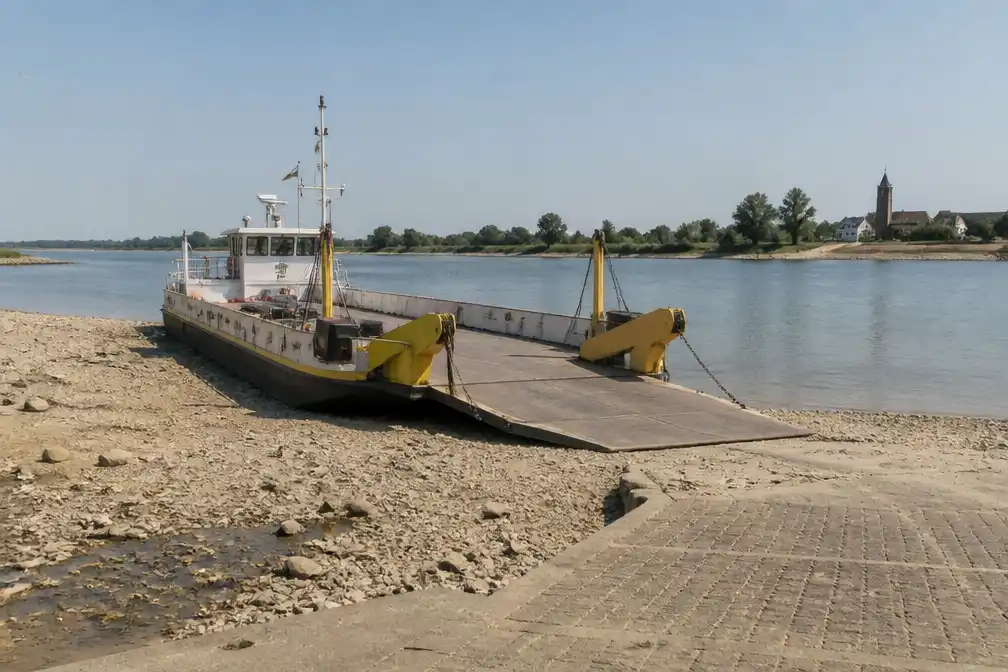 Veerpont Pannerden-Doornenburg stilgelegd door historisch lage Rijnwaterstand