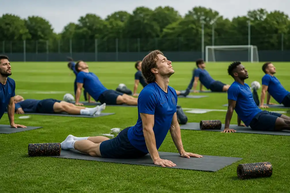 WK-voetballers doen aan yoga voor lenigheid en mentale scherpte