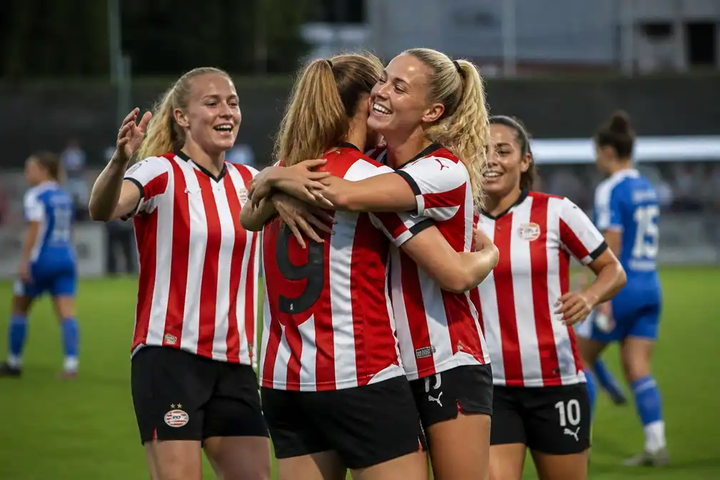 PSV Vrouwen bereikt laatste voorronde Champions League door hattrick Rijsbergen