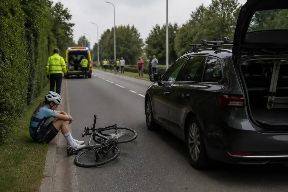 Jonge wielrenster gewond na botsing met volgwagen op BK U17 in Denderleeuw