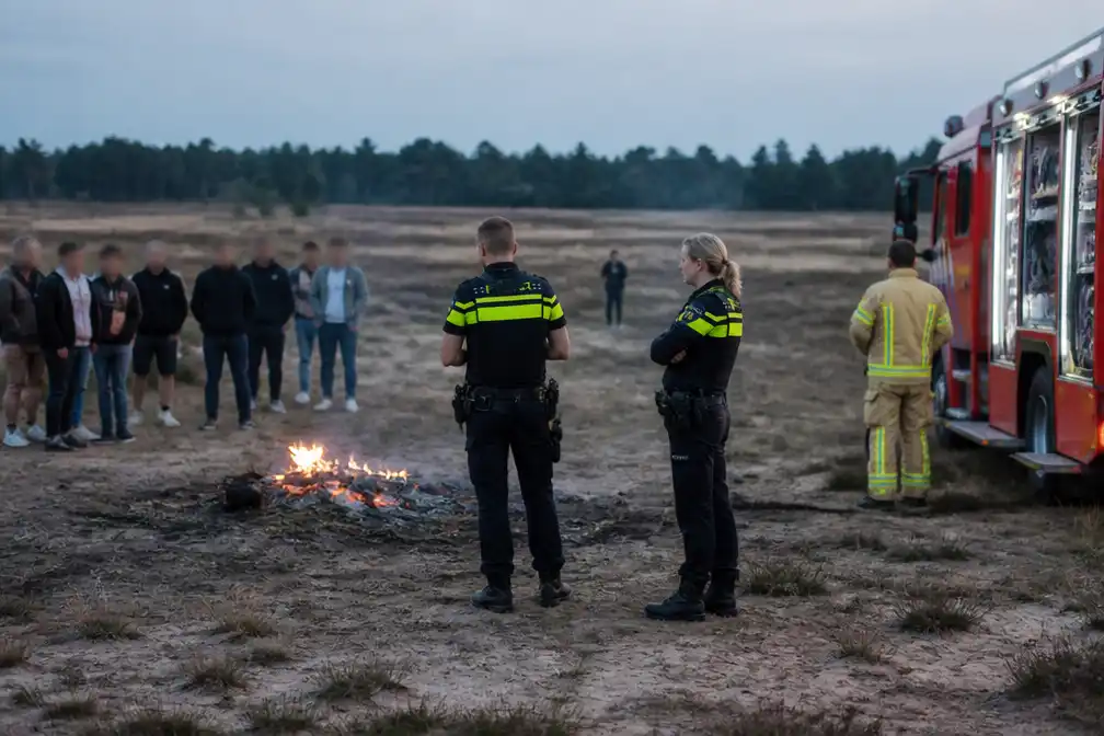 Kampvuur op Kalmthoutse Heide na eclips door politie 'levensgevaarlijk' genoemd