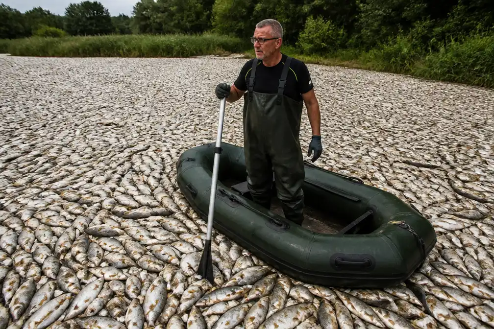 Massale vissterfte bij Bath: Spuiboezem bedekt met dode karpers en palingen