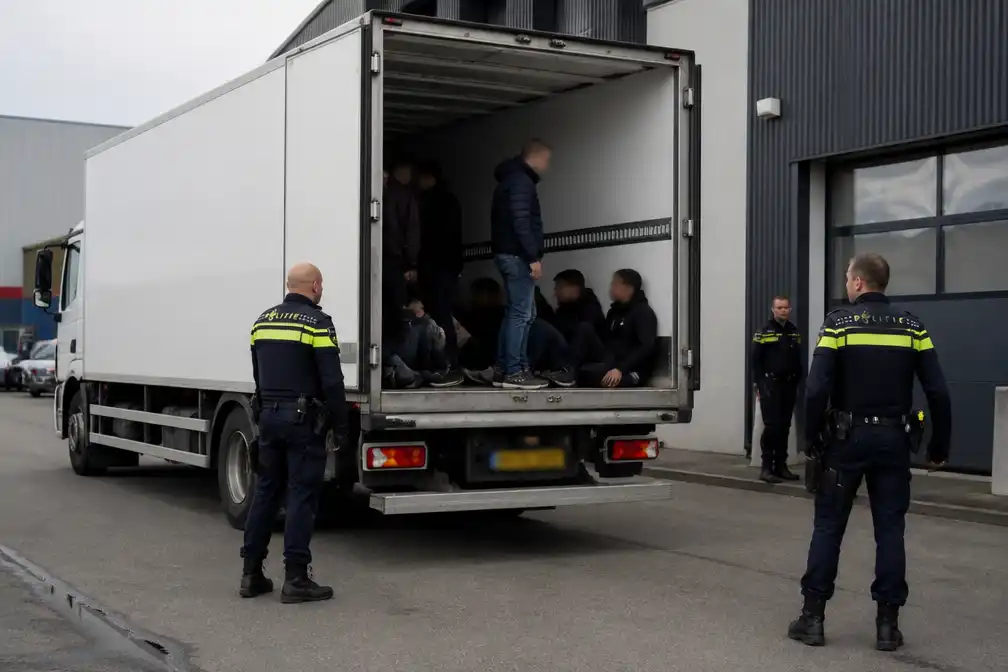 Twaalf inklimmers gevonden in laadruim vrachtwagen in Vlaardingen