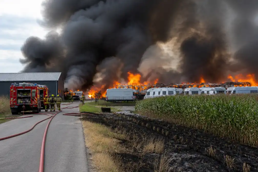 Brand verwoest campers en caravans bij bedrijf in Almere