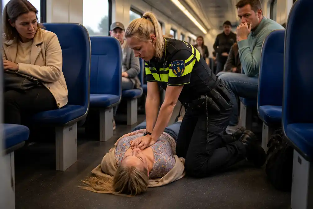 Agent neemt reanimatie over van vrouw die onwel werd in trein