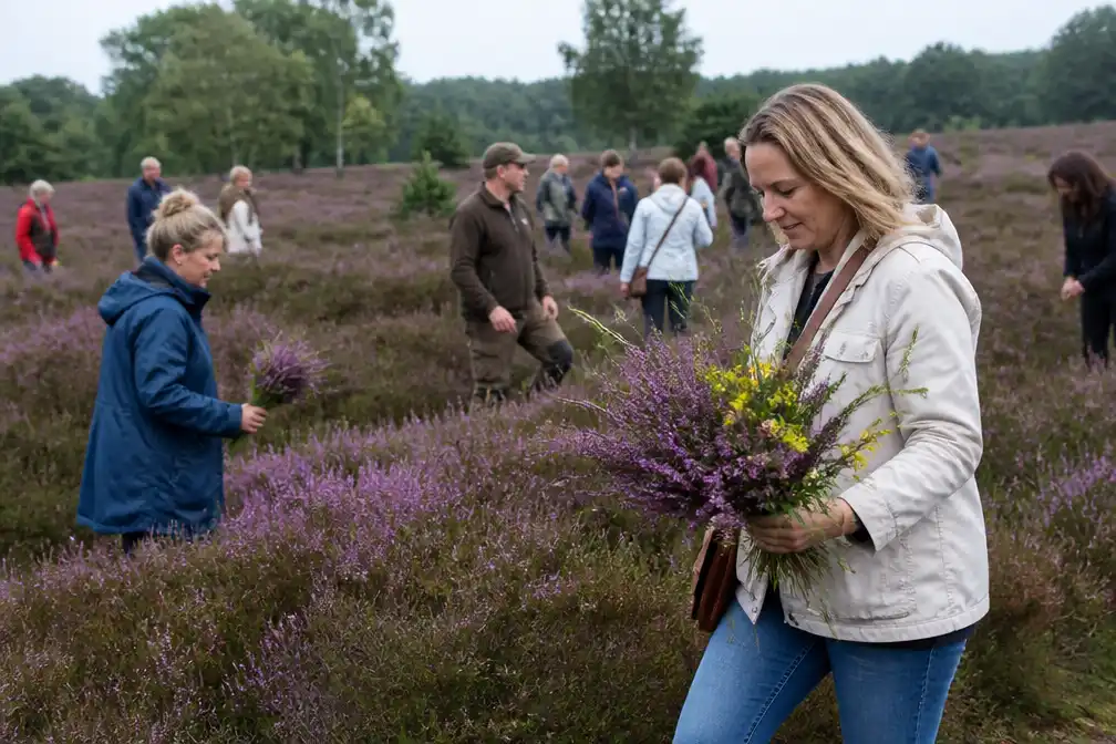 Bijna veertig plukken moederdagboeket op Kesselse Heide