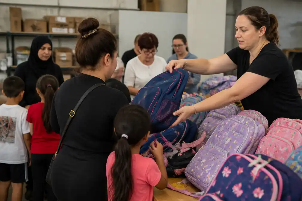 Moeders voor Moeders deelt in Borgerhout 600 gratis boekentassen uit