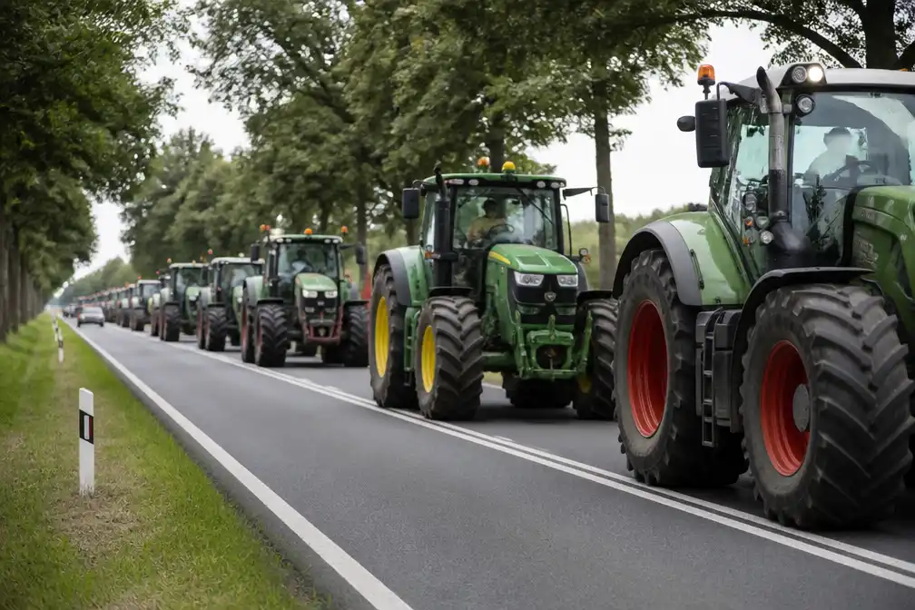 Boerenprotest met trekkers zorgt voor 10 km vertraging op N371 in Drenthe