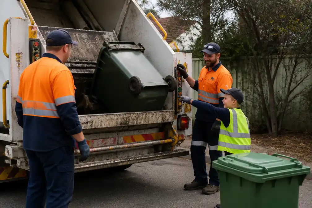 Thomas (6) uit Australië helpt wekelijks vuilnismannen en droomt van eigen afvalbedrijf
