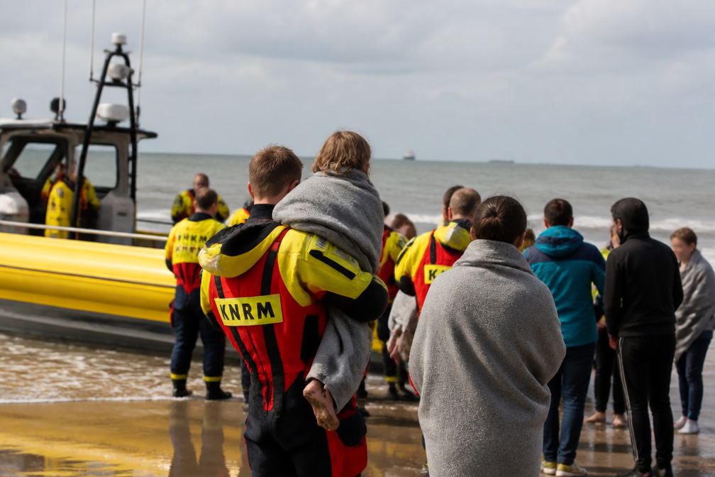 Zestien Duitse kinderen gered uit zee bij Ameland na sterke stroming