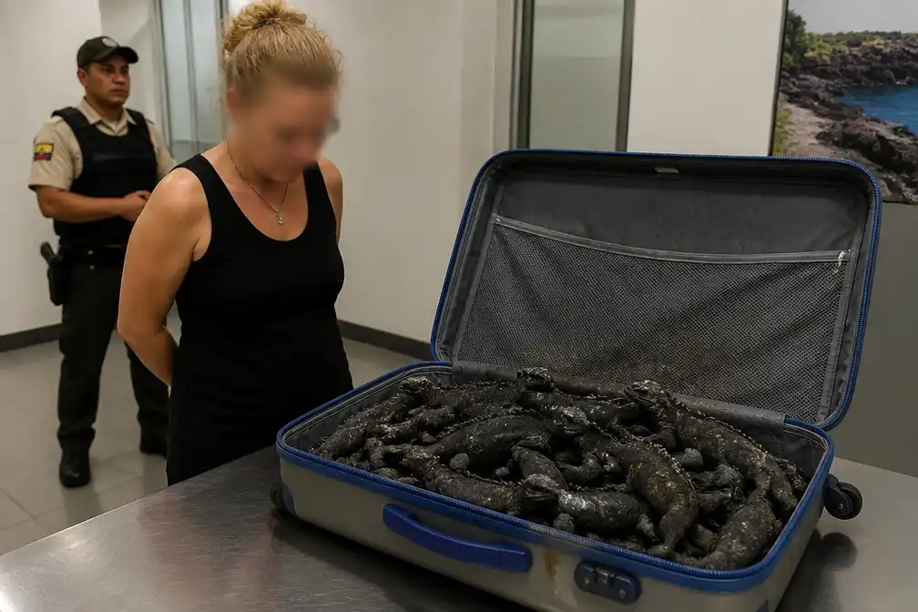 Russische vrouw opgepakt in Ecuador met 32 beschermde zeeleguanen in koffer