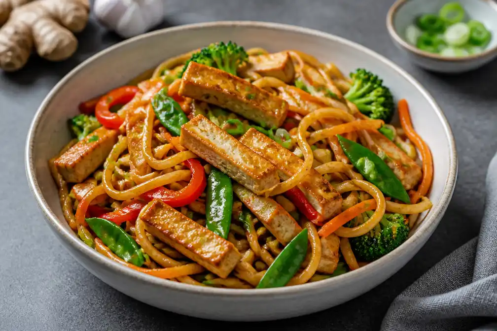 Recept: Verse noedels met tofu en gember-knoflooksaus