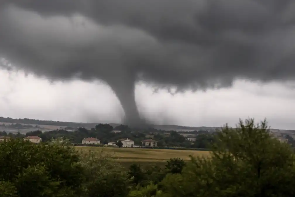 Nieuw beeld opgedoken van zware tornado in Franse dorp Pomas
