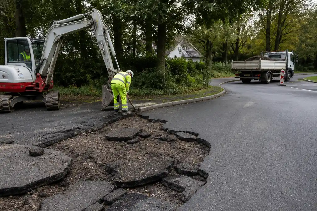 Asfalt maakt plaats voor groen in bocht aan Ringlaan en Hertenbergstraat in Tervuren