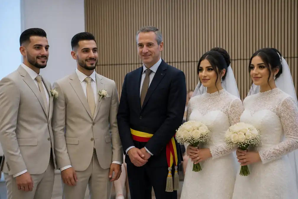 Identieke tweeling Amjad en Ayham trouwt met tweeling Farah en Marah bij Gent