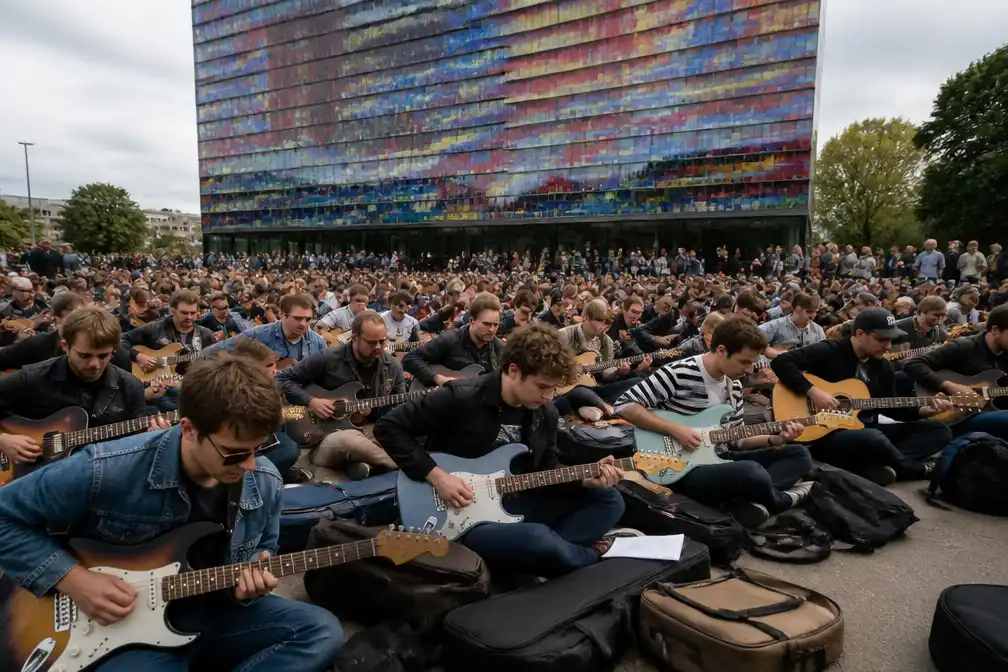 250 gitaristen brengen ode aan John Mayer in Hilversum