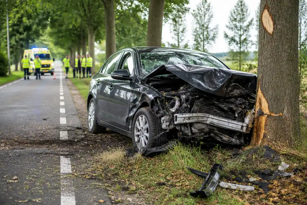 Twee gewonden bij botsing auto tegen boom tussen Nijverdal en Holten