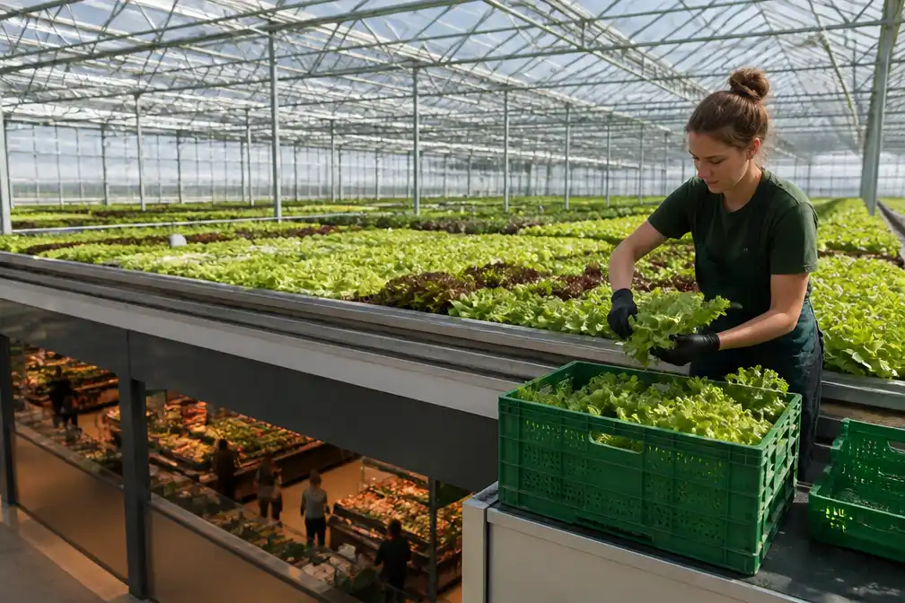 Rewe verbouwt sla in kas op het dak van Berlijnse supermarkt