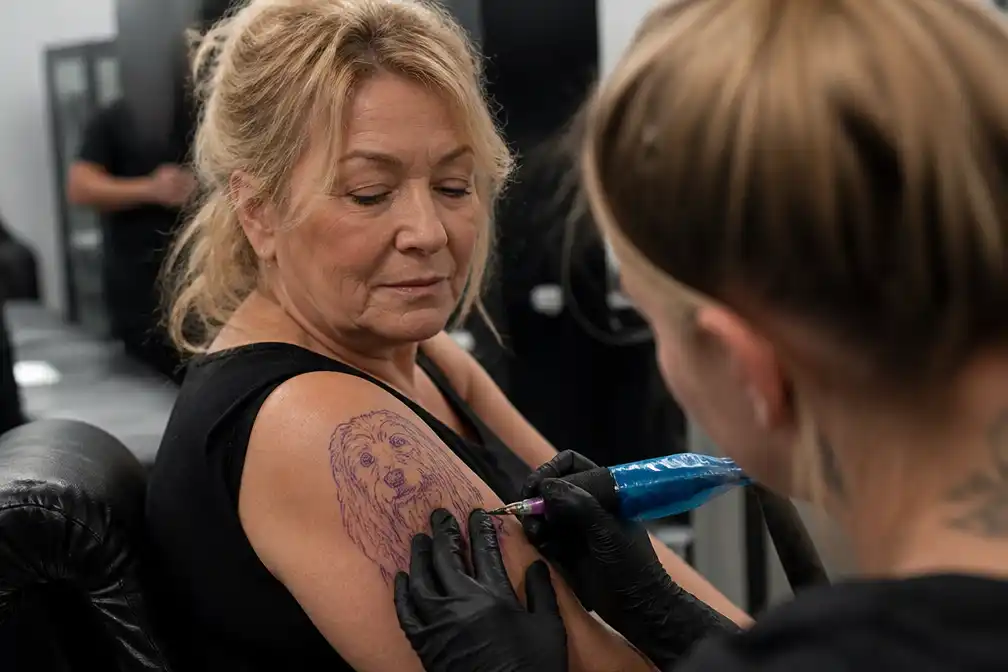 Tatoeage voor overleden hond van Monique Hansler verkeerd gespeld in De Hanslers