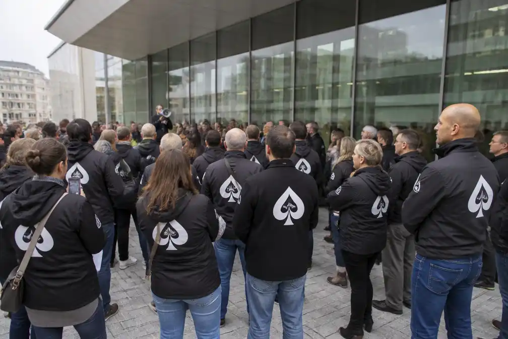 Personeel Casino Viage protesteert in Brussel over toekomst na 31 december
