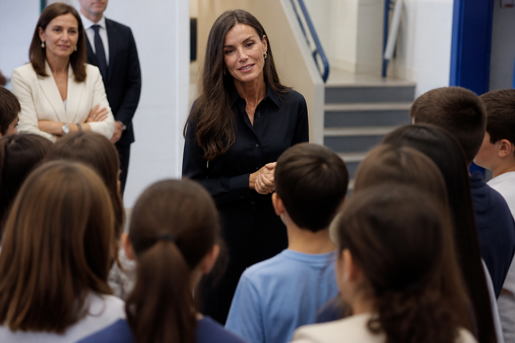 Koningin Letizia opent schooljaar op oude basisschool in Oviedo