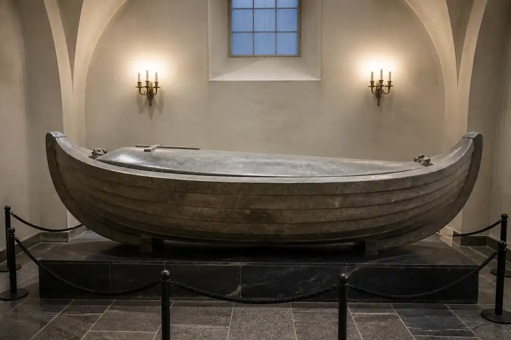 Noors hof onthult scheepsvormige sarcofaag van koning Harald