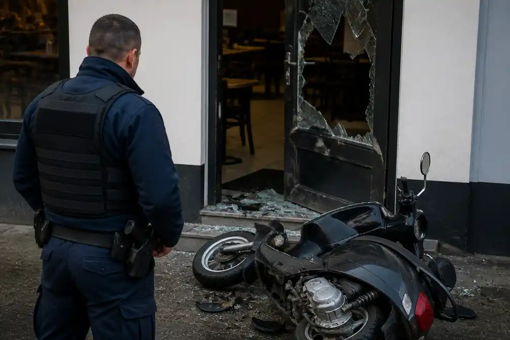 Inbrekers viseren horecazaken in Sint-Eloois-Winkel, beuken deur in met bromfiets