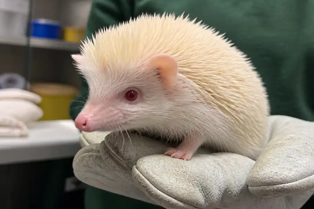 Jonge albino-egel opgevangen in Natuurhulpcentrum Opglabbeek