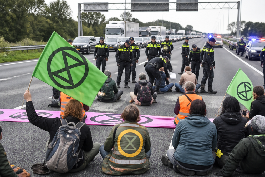 Extinction Rebellion blokkeert A12 bij Zevenaar richting Duitse grens