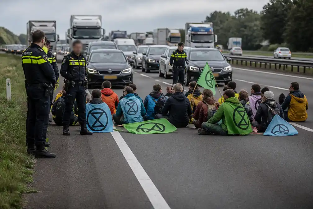 Extinction Rebellion blokkeert A12 bij Zevenaar richting Duitse grens