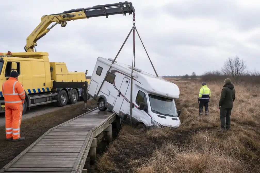 Vastgelopen camper sneller dan verwacht verwijderd uit Drents natuurgebied