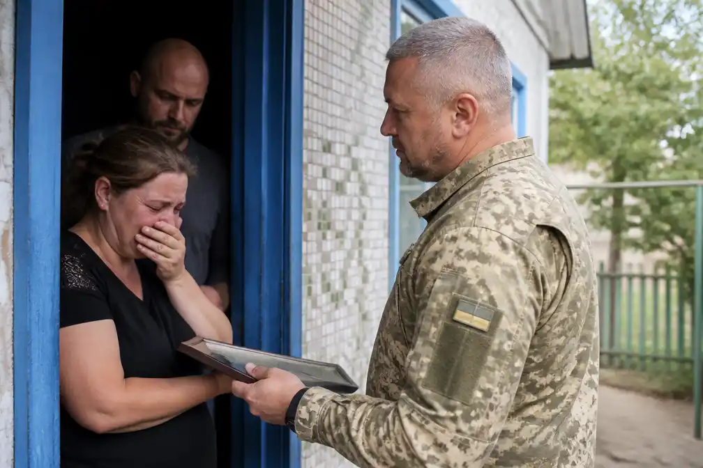 Majoor Jakonenko brengt families in Oekraïne het nieuws over gesneuvelde soldaten