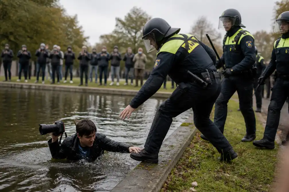 Persvereniging eist compensatie voor in water geduwde fotograaf bij Malieveldrellen