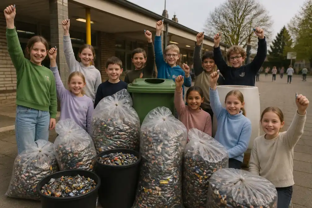Basisschool Wilderen zamelt 5.300 kg batterijen in en wint speeltoestel