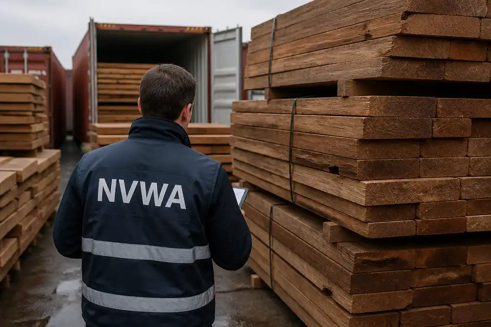 NVWA neemt 375 ton azobéhout uit Gabon in beslag wegens vermoeden illegale kap