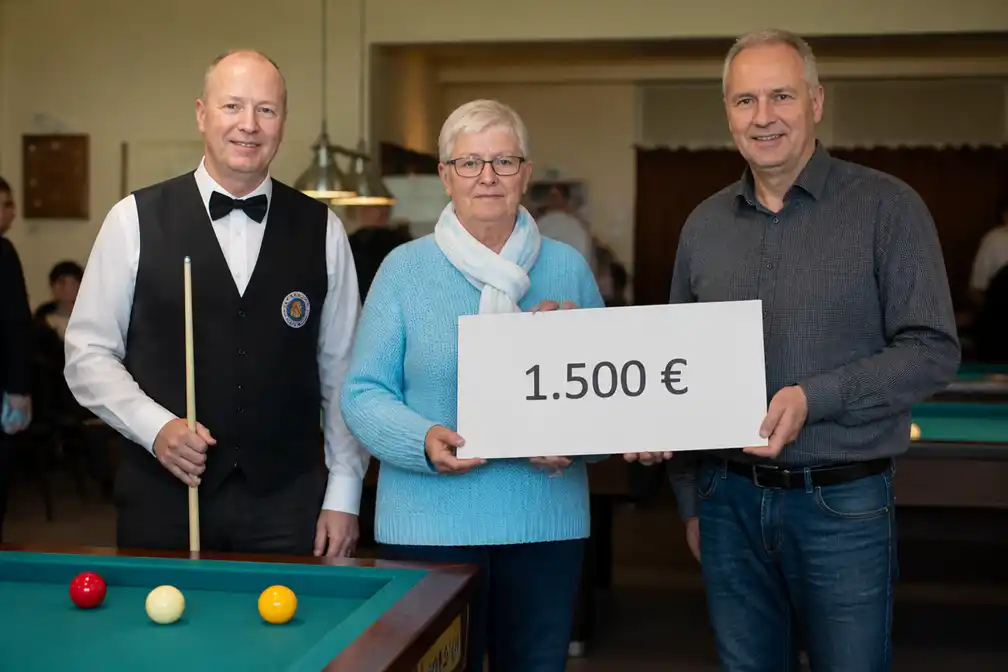 Organisator BK golfbiljart in Ninove schenkt 1.500 euro aan MS Liga Vlaanderen