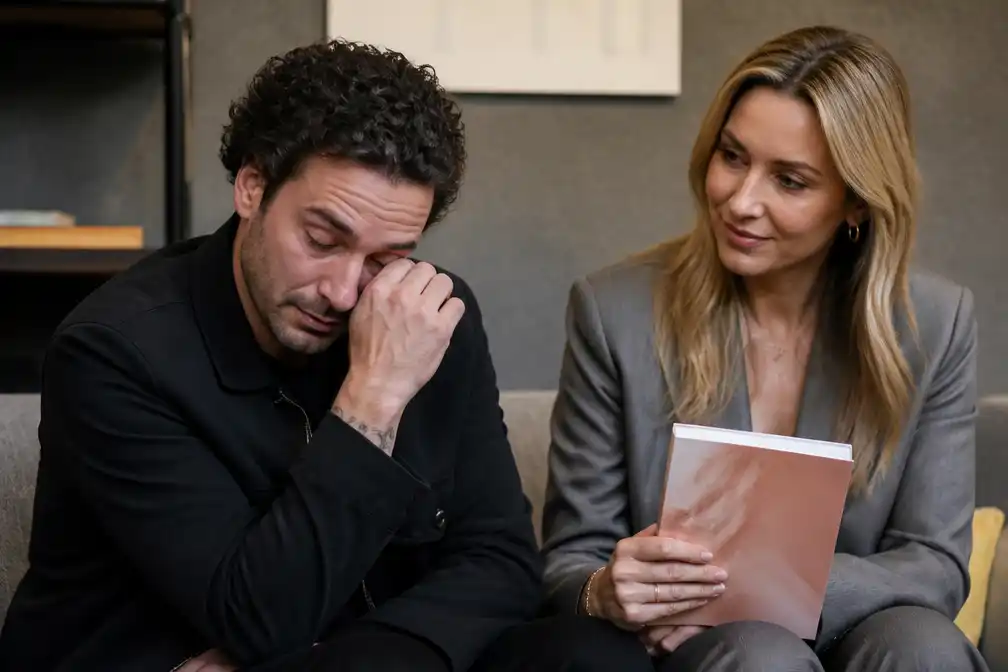 Joshua Nolet emotioneel bij boekpresentatie van vrouw Caroline Beerkens over moederschap