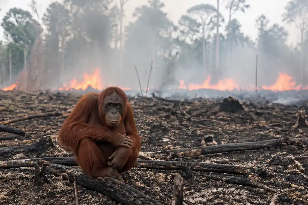 Bosbranden op Borneo zetten ernstig bedreigde orang-oetans verder onder druk