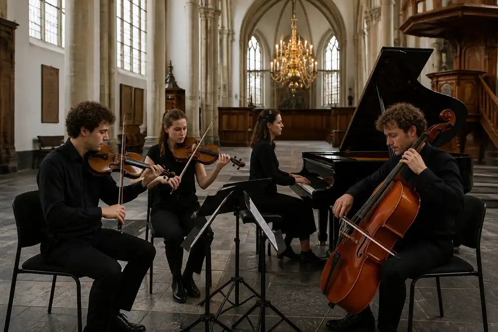 Doe Maar en S10 in klassiek jasje in Delft, Van Duin als verteller