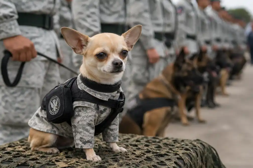 Mexicaanse Nationale Garde stelt chihuahua Comando voor als nieuwe rekruut