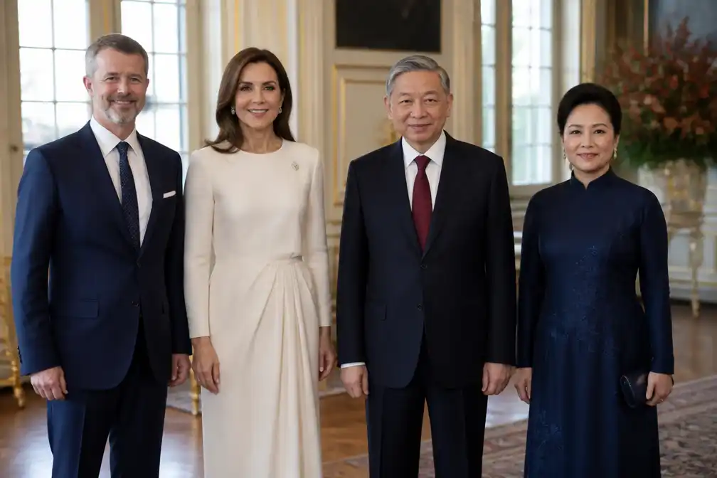 Deens koningspaar ontvangt Vietnamese president To Lam op staatsbezoek