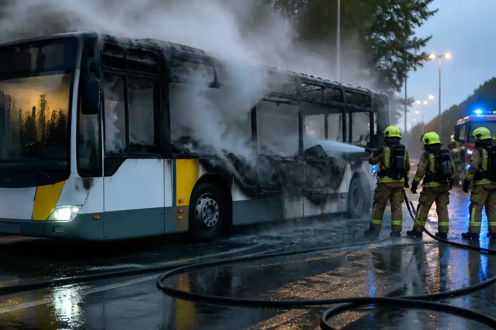 Bus van De Lijn vat vuur in Brecht, chauffeur naar ziekenhuis