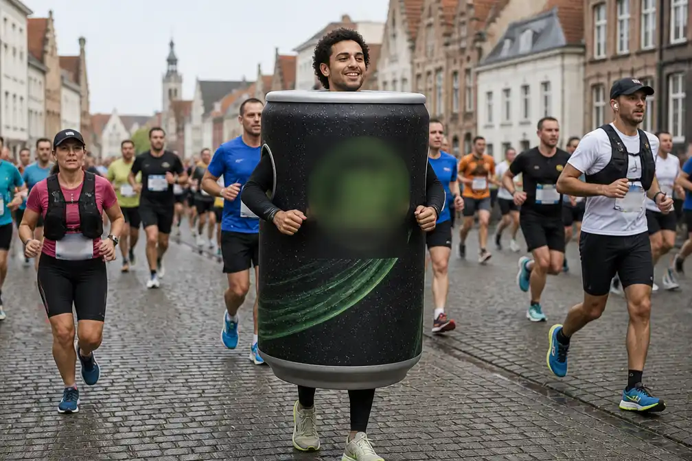 Kassem Badawi (24) loopt Bruges Marathon in levensgroot drankblik