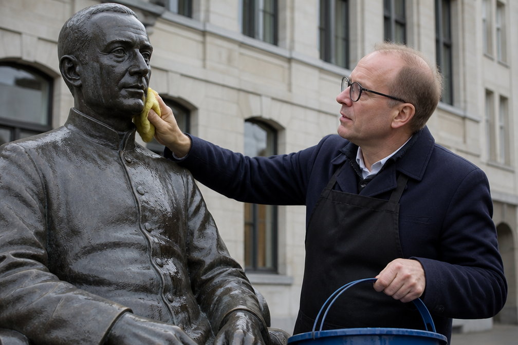 Minister Weyts poetst standbeeld van Daens op en trapt opfriscampagne af in Aalst