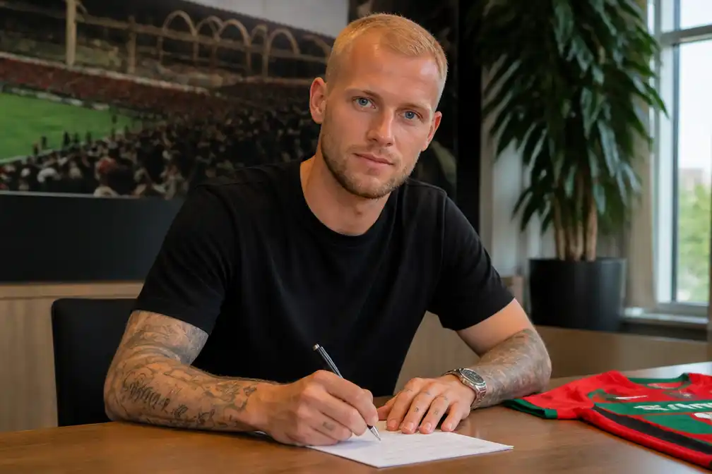 NEC legt verdediger Mitchel Bakker voor een jaar vast