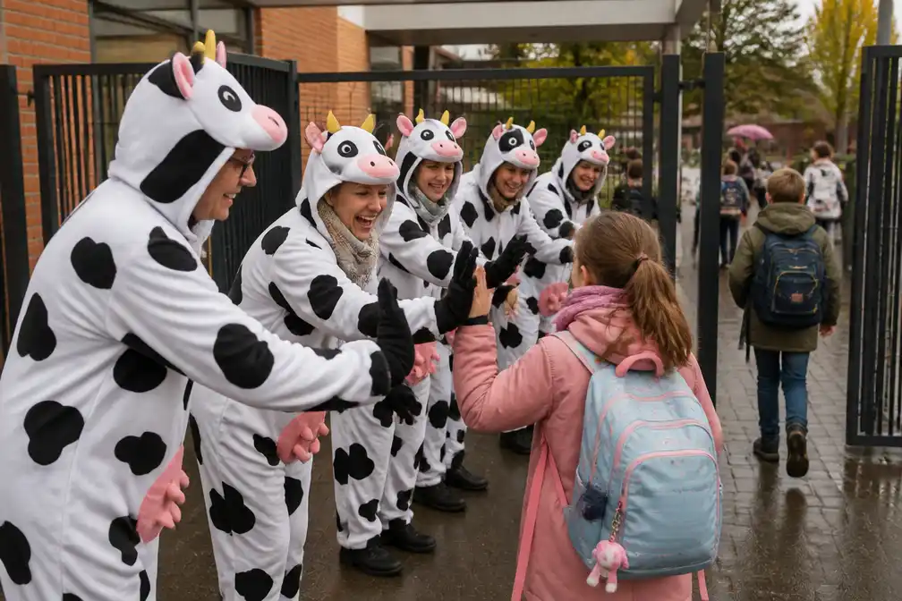 Leerkrachten in Hamme protesteren als uitgemolken koeien tegen besparingen