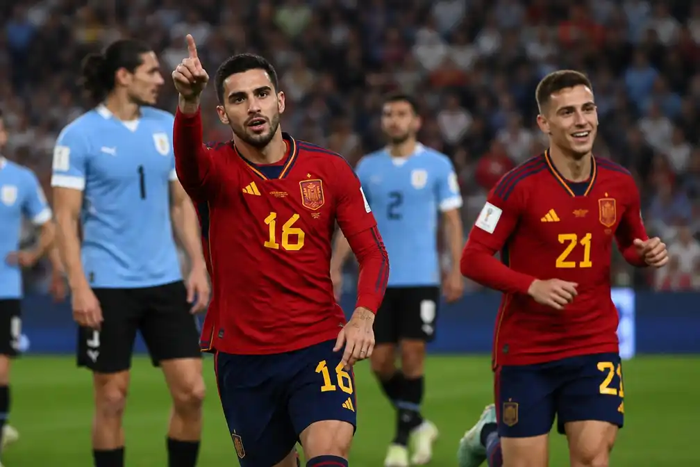 Spanje verslaat Uruguay 1-0, wint groep H en ontloopt Argentinië op WK