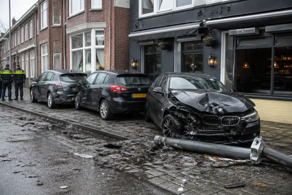 Drie mannen vluchten na crash met gehuurde BMW op Bredaseweg in Tilburg