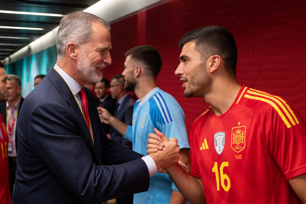 Koning Felipe ziet Spanje met 1-0 winnen van Uruguay op WK in Mexico